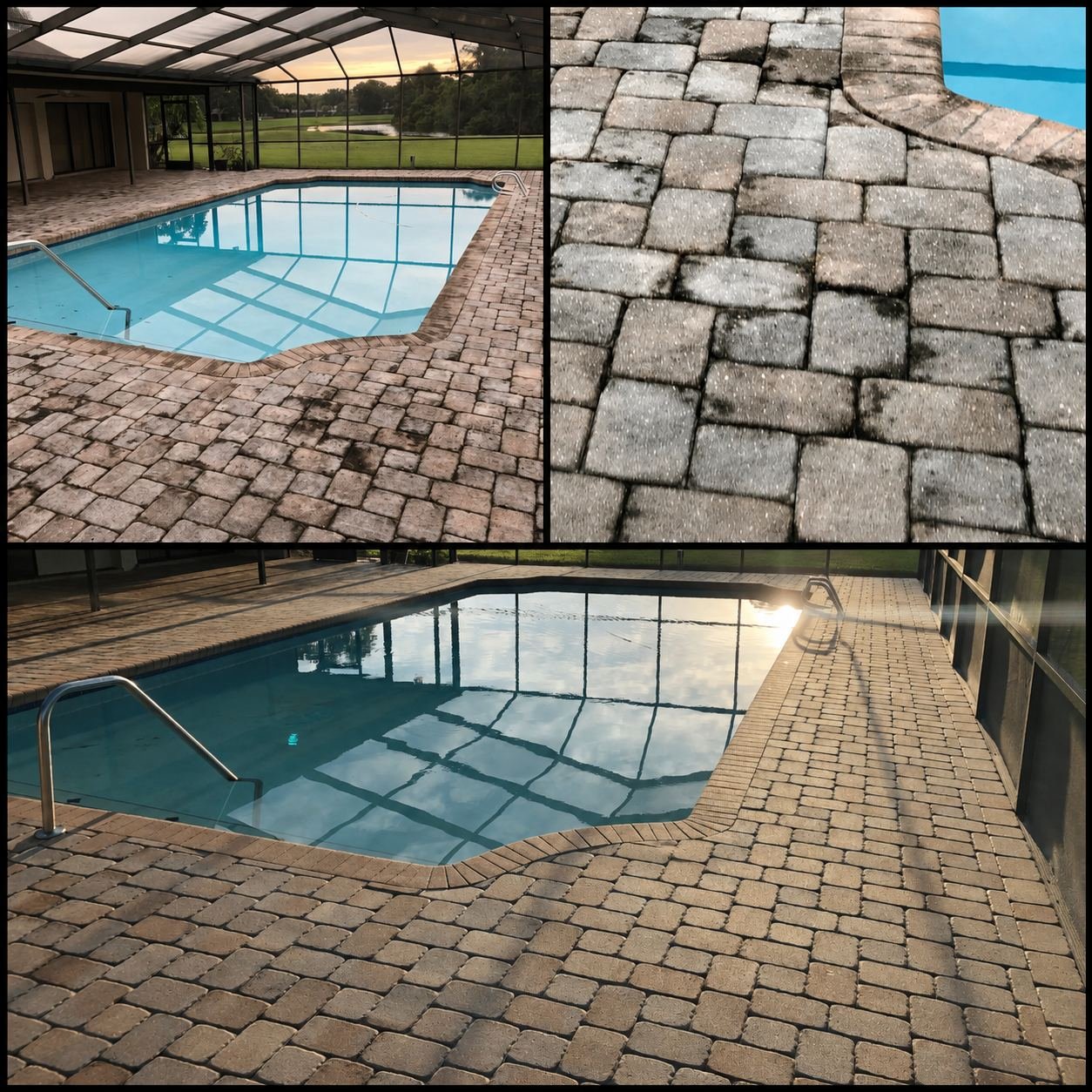 Pool deck cleaning and sealing before and after